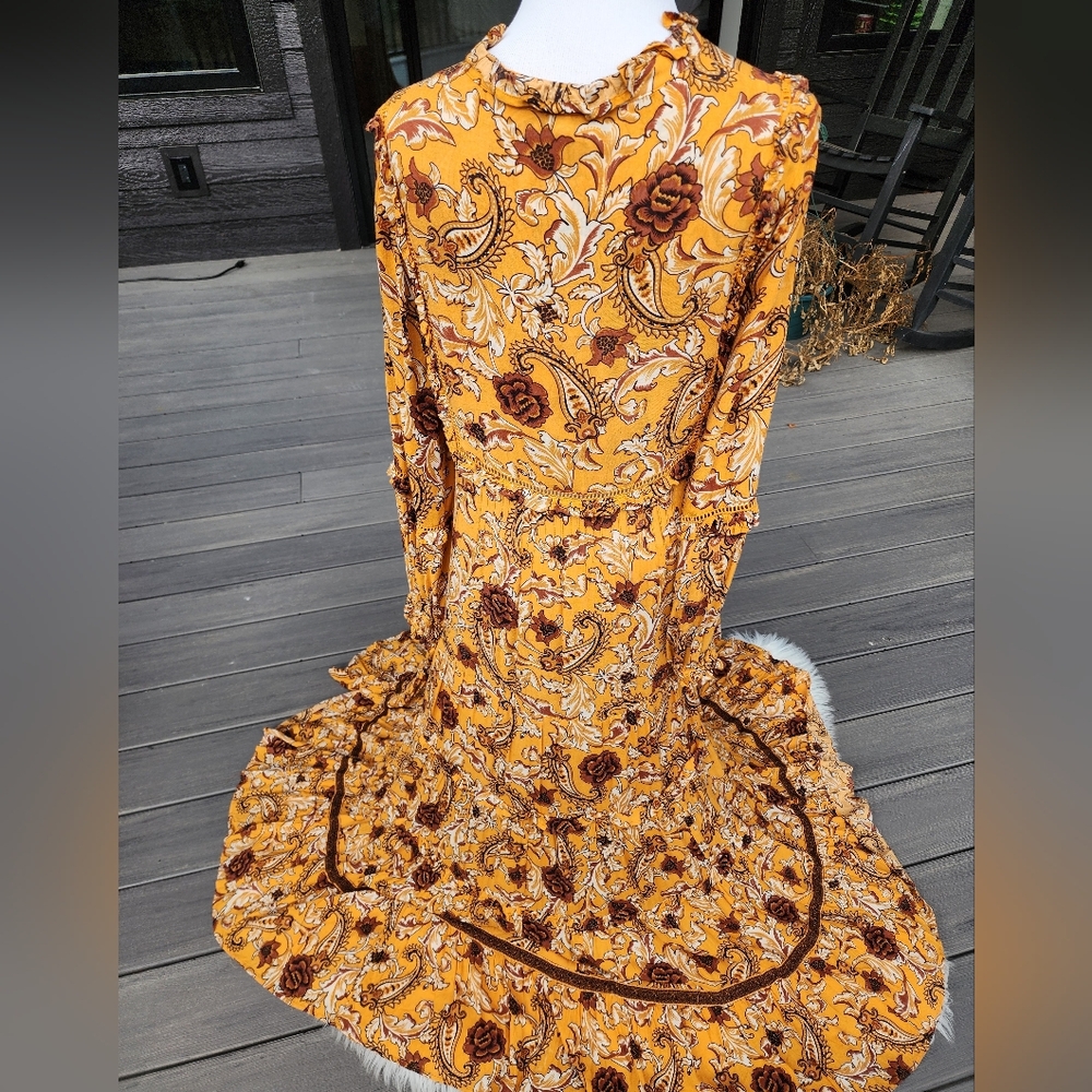 Spell Designs Etienne Maxi Dress Mustard Boho Festival Cottagecore Size L - Picture 4 of 16